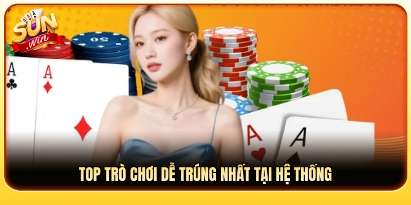 Danh sách các tựa game bài Sunwin có tỷ lệ thắng cao nhất 